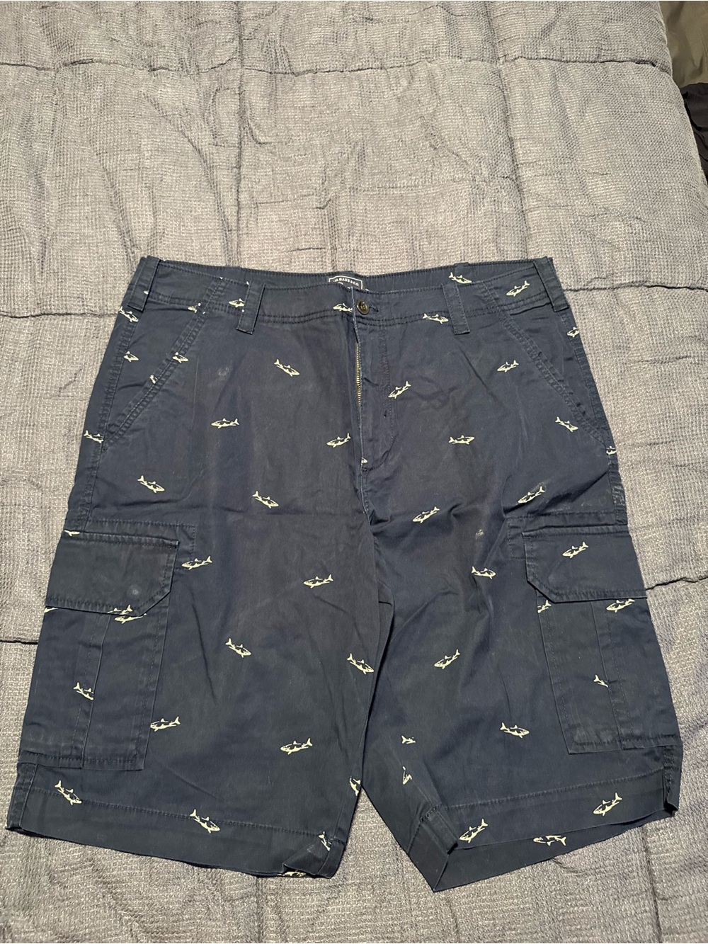 G.H. Bass & Co. Navy Shark-Print Cargo Shorts